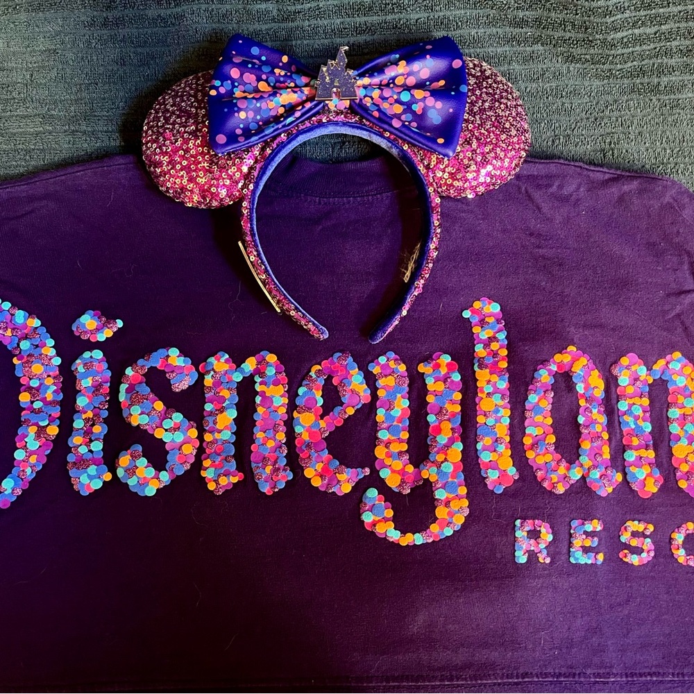 Celebrating Disney Paris Disney Purple Jersey Tee with Matching Sequined Ears